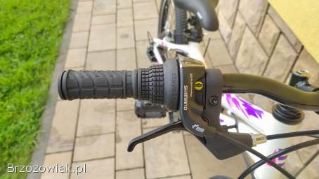 Rower 20 ALUMINIOWY z przerzutkami SHIMANO NOWY Biało-fioletowo-różowy