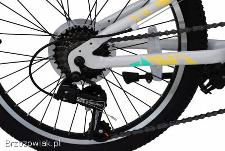 NOWY rower aluminiowy 20 cali SHIMANO 2 lata GWARANCJA biało-miętowy