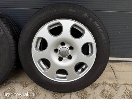 Koła letnie 5x112 R16 Audi 7J ET42 57,  1 stan DB + 205/60 Michelin 5 mm VW Skoda