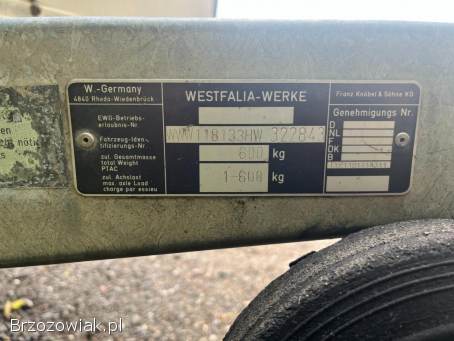 Przyczepka lekka 600kg Westfalia na wahaczu