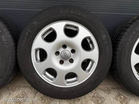 Koła letnie 5x112 R16 Audi 7J ET42 57,  1 stan DB + 205/60 Michelin 5 mm VW Skoda