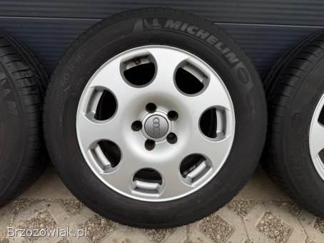 Koła letnie 5x112 R16 Audi 7J ET42 57,  1 stan DB + 205/60 Michelin 5 mm VW Skoda