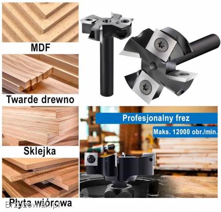 Frez do planowania płaszczyzn 38,  1mm uchwyt 8mm +4ostrza