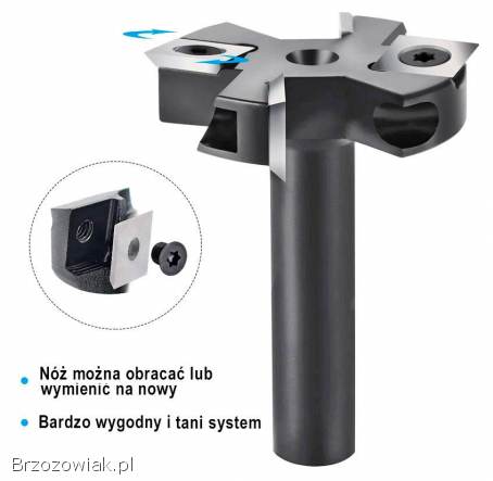 Frez do planowania płaszczyzn 38,  1mm uchwyt 8mm +4ostrza