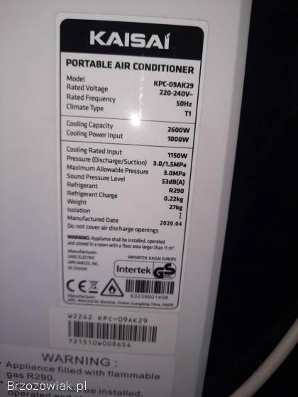 Klimatyzator przenośny KAISAI kpc-09ak29