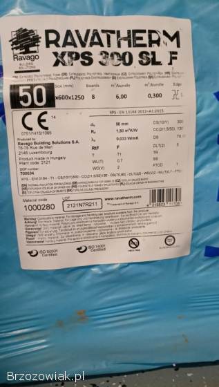15 płyt (prawie dwie paczki) Styrodur 50 mm XPS Ravatherm