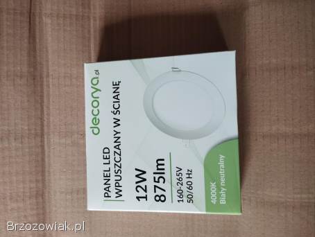 Lampa led panel oczko wpuszczane w ściane 12 W 230V.