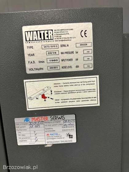 Kompresor śrubowy WALTER SKTG 15 S – 15 kW – 1960 l/min