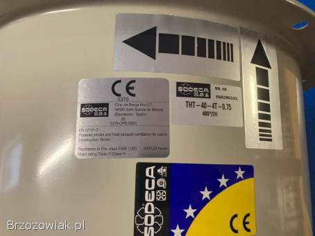 Wentylator osiowy kanałowy oddymiający SODECA THT-40-T-0.  75