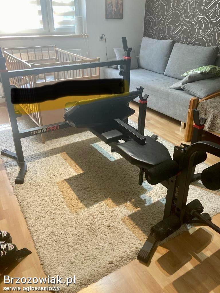 Ławka ławeczka do ćwiczeń MARBO + modlitewnik + prasa na nogi + 2x sztanga
