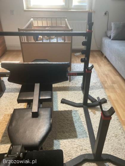 Ławka ławeczka do ćwiczeń MARBO + modlitewnik + prasa na nogi + 2x sztanga