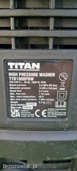 Myjka ciśnieniowa Titan 140 bar 1800w