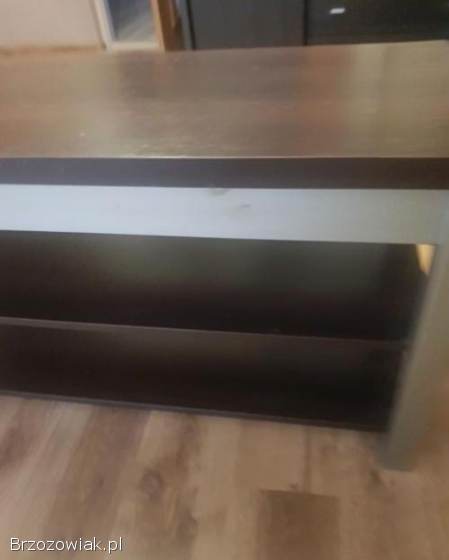 Stolik RTV w kolorze wenge z elementami srebrnego