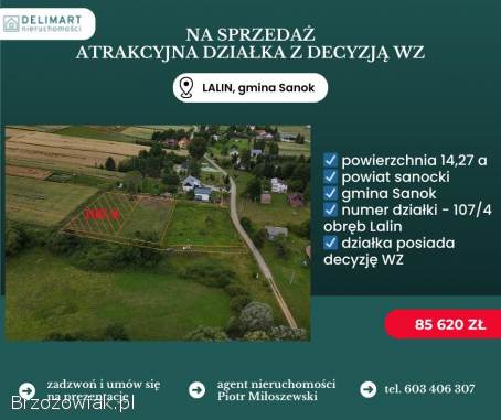 Sprzedam działkę z wz w Lalinie