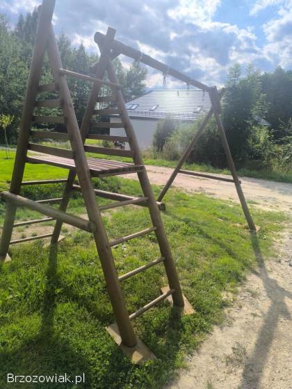 Nowy drewniany stelaż plac zabaw huśtawka zjeżdżalnia
