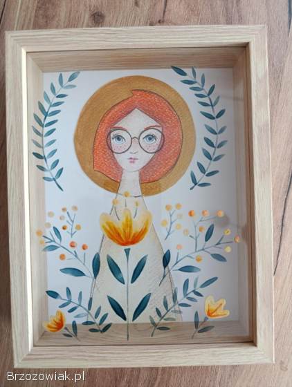 Aniołki ręcznie malowane z ramką