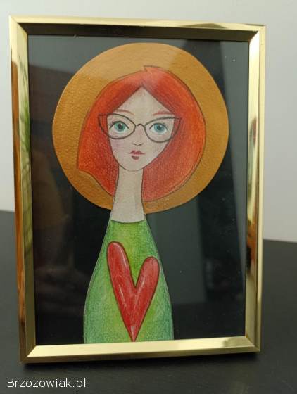 Aniołki ręcznie malowane z ramką