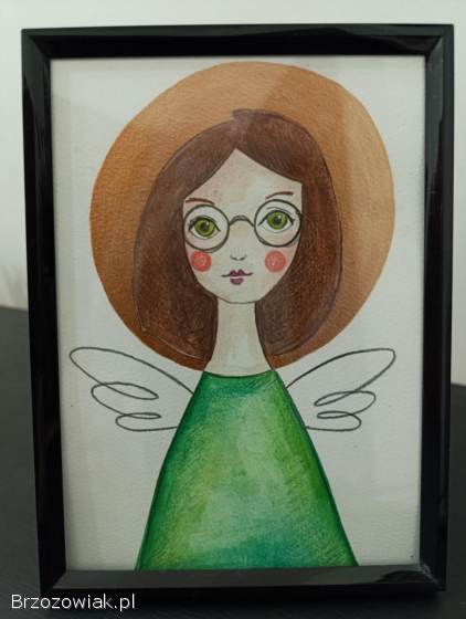 Aniołki ręcznie malowane z ramką