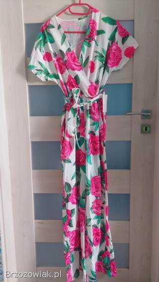 Kombinezon damski kwiatowy szerokie spodnie szwedy pasek XS S M