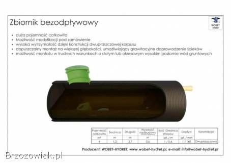 Zbiornik bezodpływowy / szambo szczelne poj.  5000 l HDPE Z WOBET HYDRET