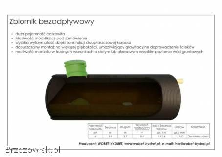Zbiornik bezodpływowy / szambo szczelne poj.  6000 l HDPE Z WOBET HYDRET