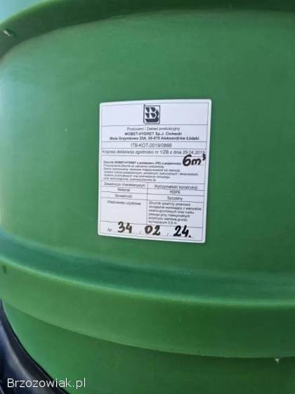 Zbiornik bezodpływowy / szambo szczelne poj.  6000 l HDPE Z WOBET HYDRET
