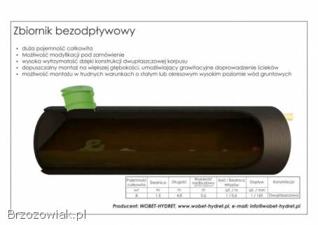 Zbiornik bezodpływowy / szambo szczelne poj.  8000 l HDPE Z WOBET HYDRET