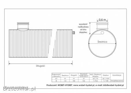 Zbiornik bezodpływowy / szambo szczelne poj.  8000 l HDPE Z WOBET HYDRET