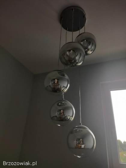 Lampa wisząca nowoczesna – 5 kloszy chrom/szkło