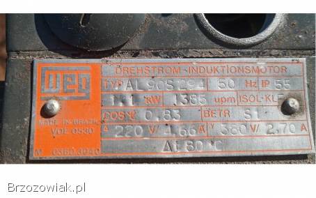 Przekładnia kątowa 34 obr/min z silnikiem reduktor motoreduktor 1,  1kW 34 obr/min