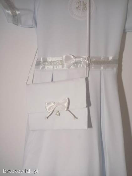 Elegancka sukienka komunijna z bolerkiem i torebką