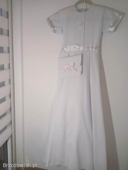 Elegancka sukienka komunijna z bolerkiem i torebką