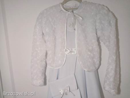 Elegancka sukienka komunijna z bolerkiem i torebką