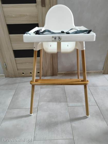 Krzesełko do karmienia Antilop biały z podnóżkiem