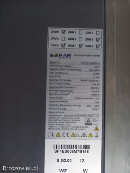 Panele fotwoltaiczne,  falownik sofar 6,  6kw,  3-faziakumulatory akumulatory agm
