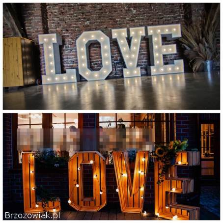 Napis Love Wesele / Sesja Zdjęciowa Ciężki Dym Fontanna Iskier