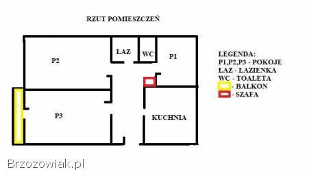 Sprzedam mieszkanie 3 pokoje Krosno w centrum ul Grodzka winda 68.  6 m2